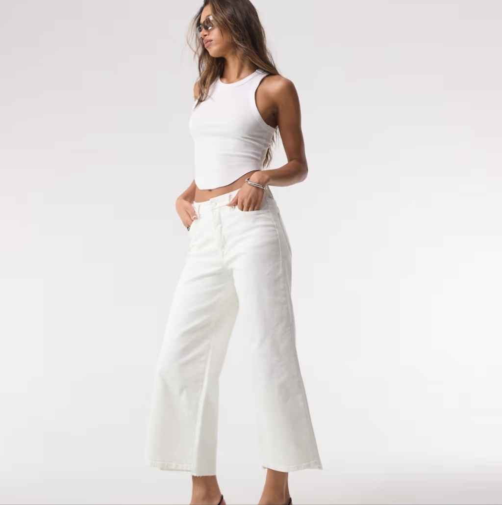 Good American Good Waist Palazzo Cropped Jeans